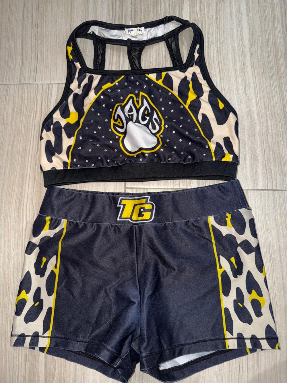 TopGun cheerleading Girls' Two-Piece Black & Yellow Cheer Set - TG